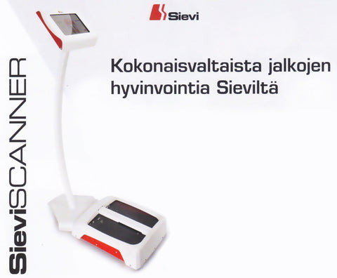 Patentoitu SieviSCANNER mittaa jalan pituuden, leveyden sekä jalkaholvin kaaren anatomiaa.