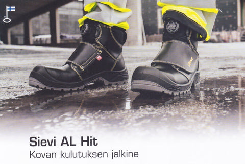 Sievi AL Hit on äärimmäisen kuumiin työskentelyolosuhteisiin kehitetty turvajalkinemallisto.