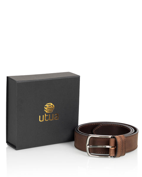 Utua nahkavyö 4cm tummanruskea - Image 3