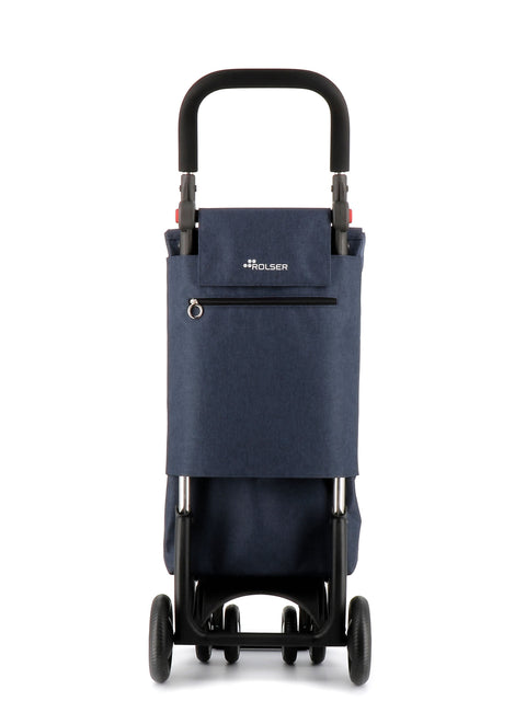 Ostoskärry Sbelta Tweed  siniharmaa 4 renkaalla, 2 kääntyvällä eturenkaalla ja säädettävällä kahvalla - Image 3