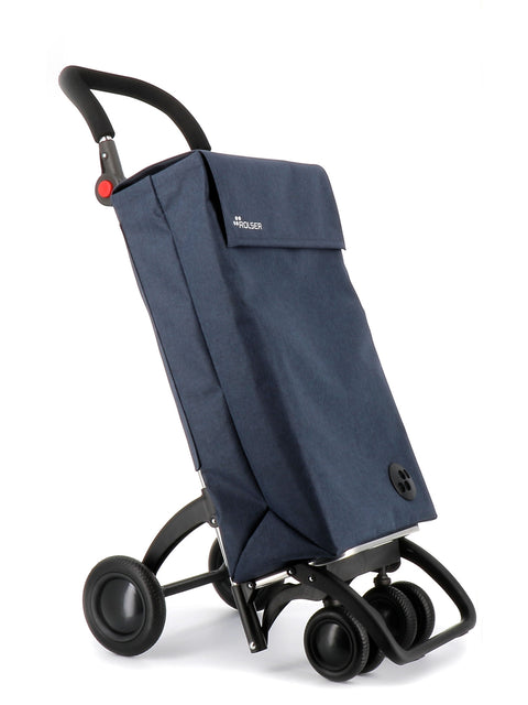 Ostoskärry Sbelta Tweed  siniharmaa 4 renkaalla, 2 kääntyvällä eturenkaalla ja säädettävällä kahvalla - Image 5