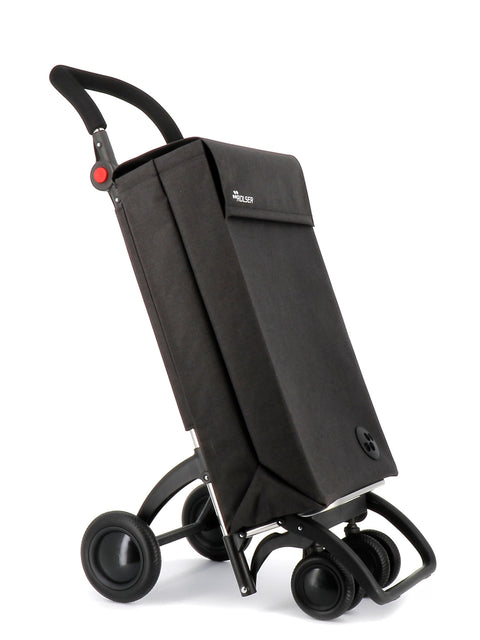 Ostoskärry Sbelta Tweed  musta 4 renkaalla, 2 kääntyvällä eturenkaalla ja säädettävällä kahvalla - Image 5