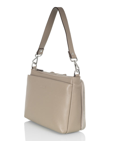 Harmaa nahkalaukku Utua Kajo Exclusive harmaa olkalaukku Sievi shopista