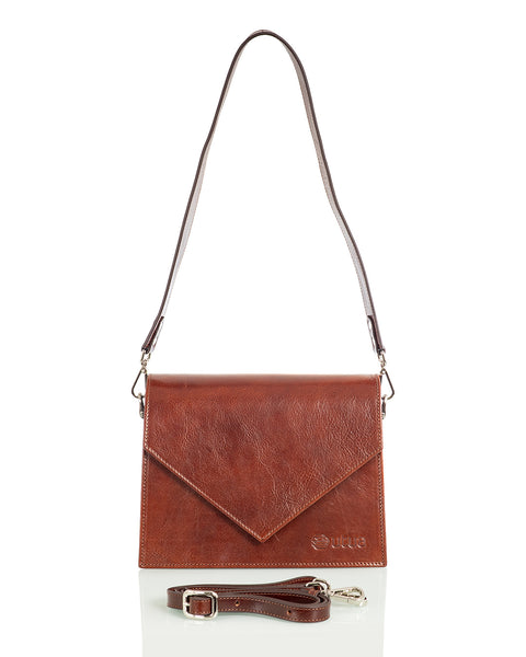 Laadukas ja tyylikäs Utua Skoga keskiruskea kasviparkittu pikkulaukku aitoa nahkaa Sievi shopista