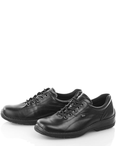 Miesten tyylikäs nauhallinen kävelykenkä tilavalla lestillä Sievi Patrik XL musta