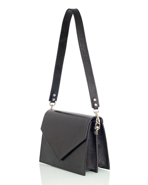 Musta nahkalaukku Utua Skoga musta kasviparkittu pikkulaukku Sievi shopista