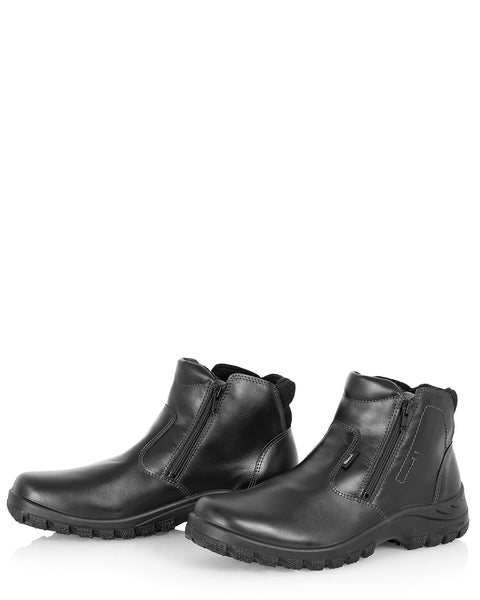 Nahkaiset miesten talvinilkkurit Sievi Janne musta tehty Suomessa