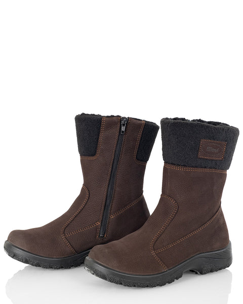 Nahkaiset naisten talvinilkkurit Sievi Katja XL tummanruskea