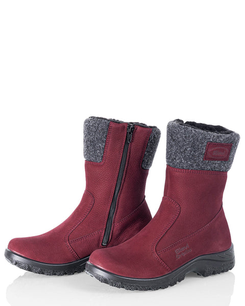 Nahkaiset naisten talvinilkkurit Sievi Katja XL viininpunainen