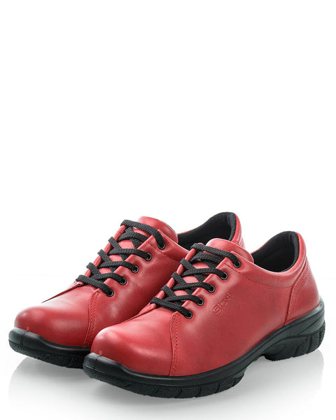 Naisten laadukas nahkainen kävelykenkä nauhoilla Sievi Mirka XL punainen
