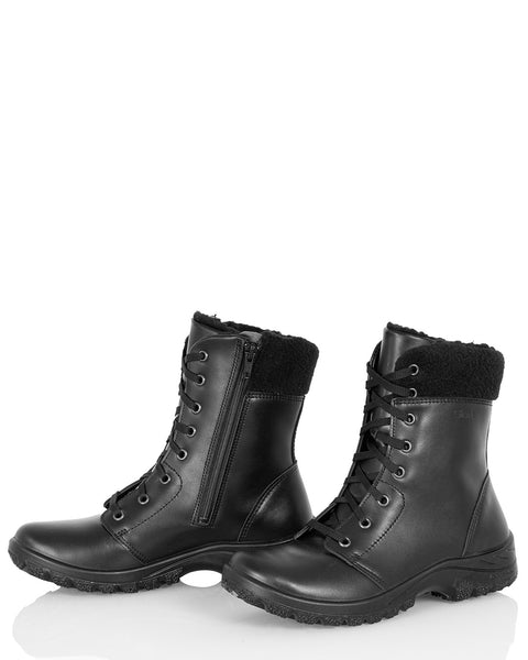 Naisten nahkaiset talvimaiharit Sievi Milja musta tehty Suomessa