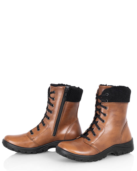 Naisten nahkaiset talvimaiharit Sievi Milja ruskea tehty Suomessa