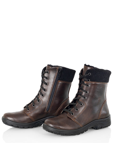 Naisten nahkaiset talvimaiharit Sievi Milja tummanruskea tehty Suomessa