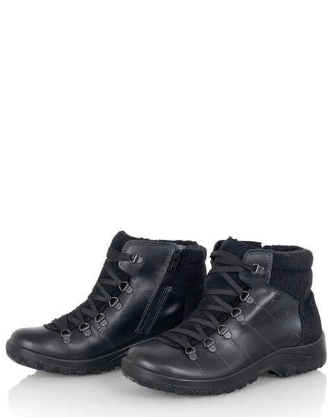 Naisten nahkaiset talvinilkkurit Sievi Kirsi musta tehty Suomessa