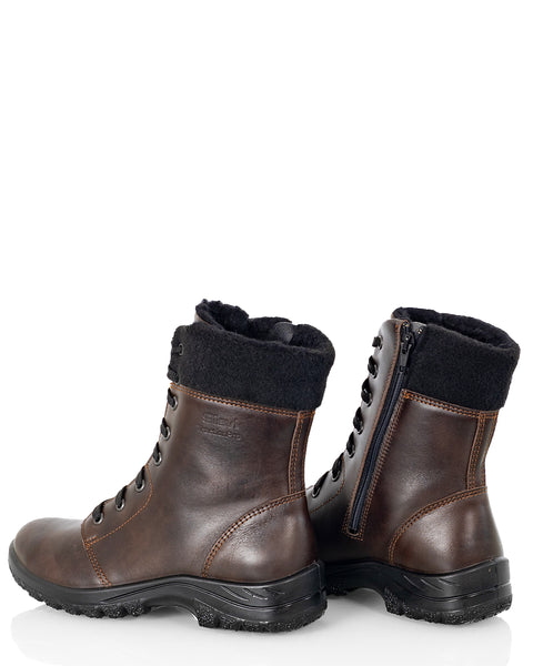 Naisten talvinilkkurit Sievi Milja tummanruskea nauhoilla ja vetoketjulla