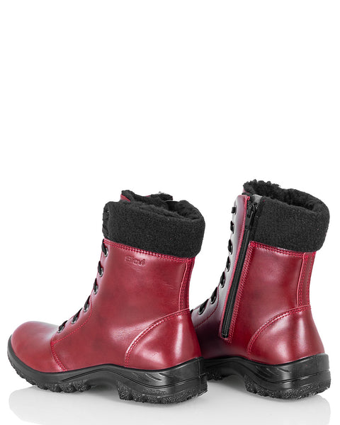 Naisten talvinilkkurit Sievi Milja viininpunainen nauhoilla ja vetoketjulla