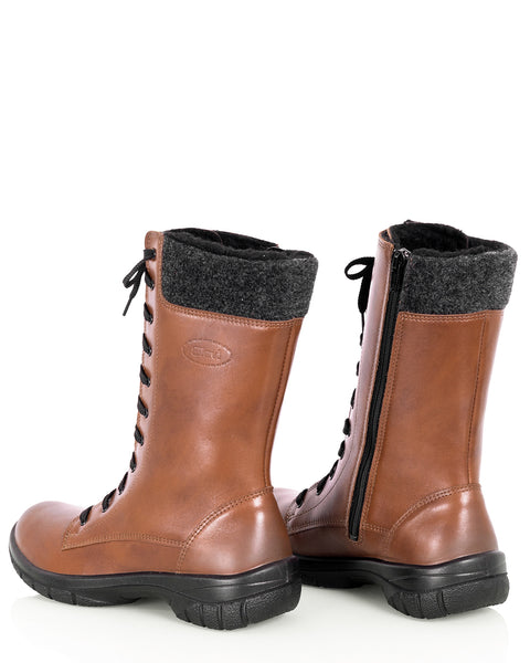 Naisten talvisaapikkaat Sievi Vilja ruskea nauhoilla ja vetoketjulla