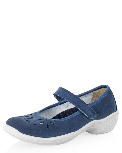 Sievi Viola sininen tyylikäs nahkainen naisten ballerina