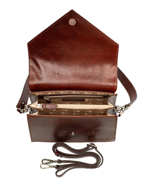 Skoga keskiruskea kasviparkittu pikkulaukku kotimaiselta Utualta Sievi shopista